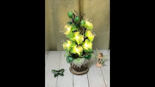 #цветы из капрона МК Ночник "Зеленый"