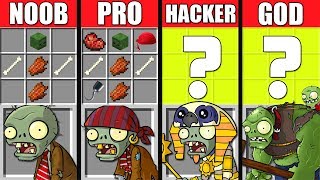 Minecraft Battle: NOOB vs PRO vs HACKER vs GOD: PLANT VS ZOMBIE CRAFTING CHALLENGE