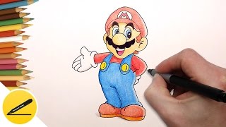 How to Draw Super Mario Step by Step (Nintendo Games) - Draw Super Mario Run