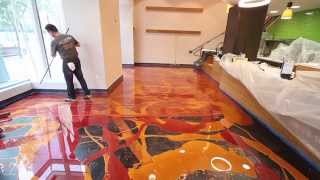 Learn to install metallic epoxy - Orange Gold & Wine Red