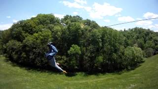 ziplining fun like the Geico insurance commercial piggy - Weeeee