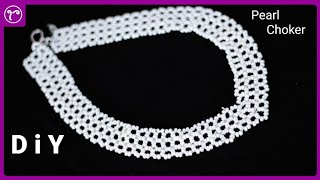 How to make Weaving Pearl Beads Choker Necklace | Handmade Jewellery | Rubeads Jewelry