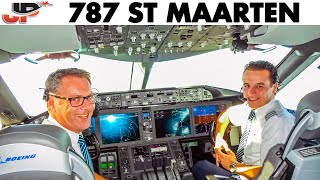 Piloting BOEING 787 out of St Maarten - Great Views!
