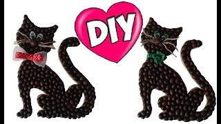 ? Магнит на холодильник «Кот» из кофейных зёрен/ Как сделать своими руками/ Cat-magnet