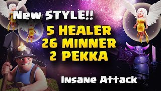 New Style: 5 Healer+26 Miner+2 Pekka | TH11 War Strategy #108 | COC 2017 |