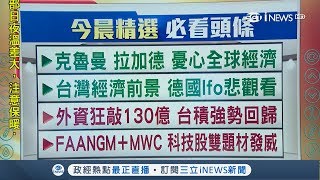 美國學者克魯曼憂心全球經濟風暴將來襲 2019年經濟衰退機率高｜主播 陳書賢｜【iStock盤前解析】20190212｜三立iNEWS