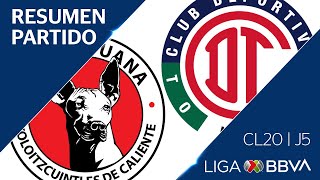 Resumen y Goles | Xolos vs Toluca | Jornada 5 - CL 2020 | Liga BBVA MX