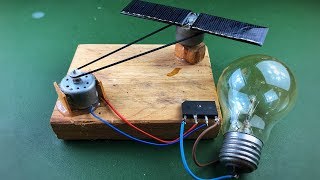 Solar Energy , Electricity Free Energy Generator With Light Bulb Using DC Motor