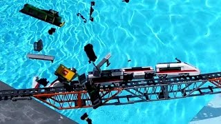 Lego train crash on Lego bridge Compilation