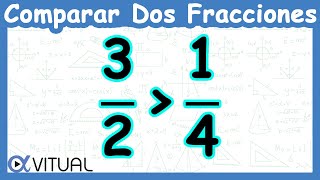 Comparación de 2 fracciones con diferente denominador ejemplo 1 | Aritmética - Vitual