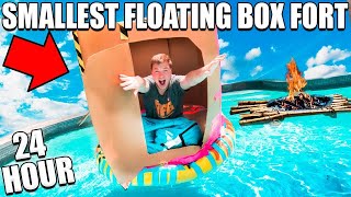 WORLDS SMALLEST BOX FORT BOAT 24 HOUR CHALLENGE ??Camping, Toys, Pool & More!