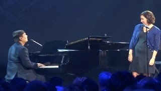 Kristen Anderson-Lopez and Robert Lopez perform "Love is an Open Door" at D23 Expo 2015