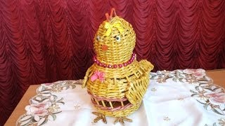 Плетение из газет  шкатулка курочка weaving newspapers Como hacer cestas con periódico