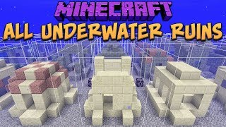 Minecraft 1.13 All 48 Underwater Ruins (Update Aquatic) Snapshot 18w09a