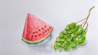 Как нарисовать арбуз  Акварель.  How to draw watermelon. Watercolor Painting