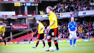 Watford v Birmingham 25/08/2012 Almen Abdi goal + Penalty incident Matej Vydra