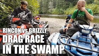 Yamaha Grizzly VS Honda Rincon All-Out Drag Race In The Swamp