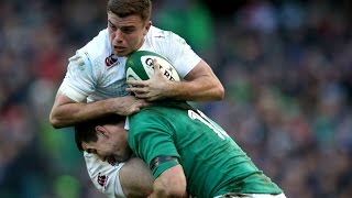 Jonathan Sexton big tackle on George Ford, Ireland v England, 1st March 2015