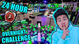 24 HOUR OVERNIGHT CHALLENGE in TRAMPOLINE PARK!