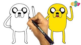 رسم جيك الكلب || من كارتون وقت المغامرة بأسهل طريقة للأطفال