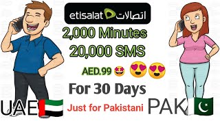 etisalat new monthly call packag for Pakistanis big offer 2,000 Minutes 20,000 SMS / for 30 days