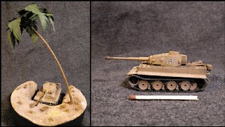ДИОРАМА С ТАНКОМ ТИГР в окопе в масштабе 1/100.  КАК СДЕЛАТЬ диораму с танком СВОИМИ РУКАМИ?