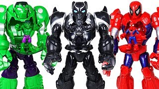 Marvel Black Panther Mech Armor suit! Crush the dinosaurs and help Hulk, Spider Man! - DuDuPopTOY