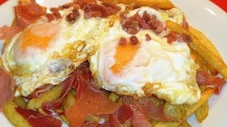 Receta Huevos rotos con jamón - Recetas de cocina, paso a paso, tutorial
