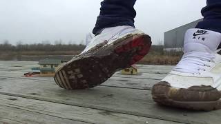 Nike Air Max Classic stomp, trample and destroy some train model houses