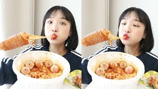엽떡 핫도그 먹방 _ 엽기떡볶이와 명랑핫도그의 만남 :D