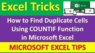 How to Find Duplicate Cells Using COUNTIF Function in Microsoft Excel [Urdu / Hindi]