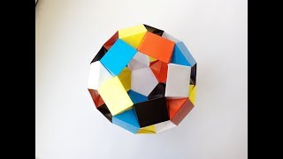Кусудама из 5 цветов и 30 модулей оригами (Tomoko Fuse), Kusudama of 5 colors and 30 origami modules
