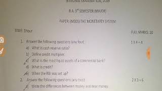 Economic//Sessional exam common question paper 2019