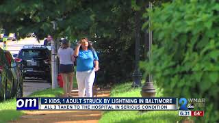 2 kids, 1 adult struck by lightning in Baltimore