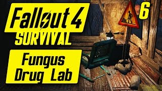 Fallout 4 Survival Playthrough - Fungus Drug Lab - Fallout 4 Survival Mode Gameplay #6