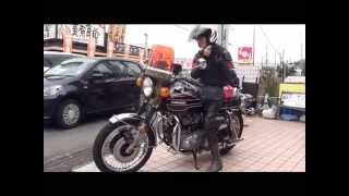 素敵な女性ライダー　札幌ナンバー　1973　650RS W3  KAWASAKI　新車　W3-W650RS　クラッシック　カフェレーサーサウンド