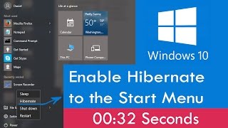 How to Enable Hibernate to the Windows 10 Start Menu