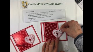 Fun Fold Card using From My Heart DSP & Stitched So Sweetly Dies