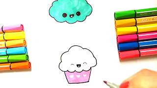 HOW TO DRAW KAWAII CLOUD CAKE | Как нарисовать облачко и кекс в стиле каваи |  Kawaii DIY drawing