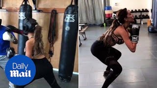 Farrah Abraham learns boxing basics in leopard print sports bra