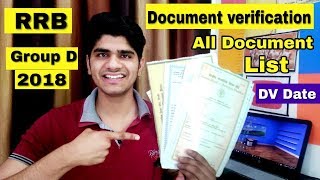 RRB Group 'D' Document Verification 2018 | All Document List | DV Date