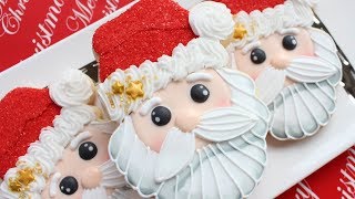 Christmas Cookies - Santa Cookies speaking step by step tutorial - homemade christmas gift idea