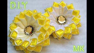 Большие цветы из ленты 1см и 2.5см/Satin Ribbon Flower/Tutorial/D.I.Y