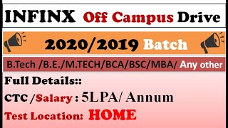 INFINX Off campus Recruitment for 2020/2019 Batch | Any Graduate Can Apply | Salary 5LPA/Annum