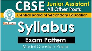 CBSE Junior Assistant Syllabus & Exam Pattern 2020 | CBSE Jr. Asst. Model Question Paper
