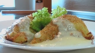 Зразы из картофеля с мясом под молочным соусом . Очень вкусно!