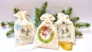 Decoupage on textile -  decoupage bags -----   DIY By Catherine  :)