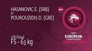 1/8 FS - 63 kg: D. POUROUZIDIS (GRE) df. E. HASANOVIC (SRB), 10-3
