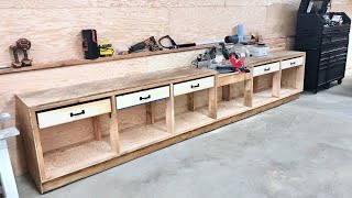 "Pony Walls" Workbench with Built in Miter Saw
