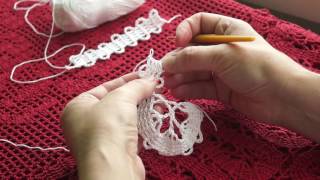 Вязание кружева в технике брюгге часть 2(crochet Bruges)针织布鲁日 (узор#30)